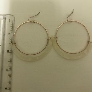NWOT Rose Gold w/White Resin Hoop Earring.